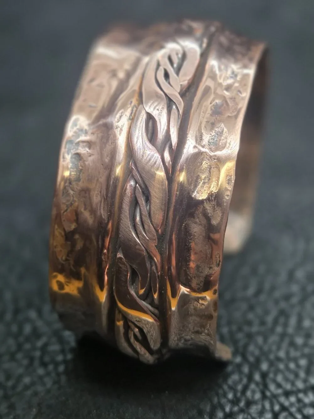 Handcrafted Copper Braided Cuff Bracelet - Boho Vintage Style $125